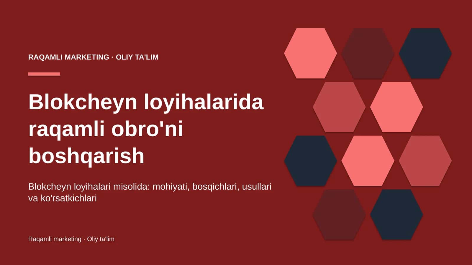 Blokcheyn loyihalarida raqamli obro'ni boshqarish