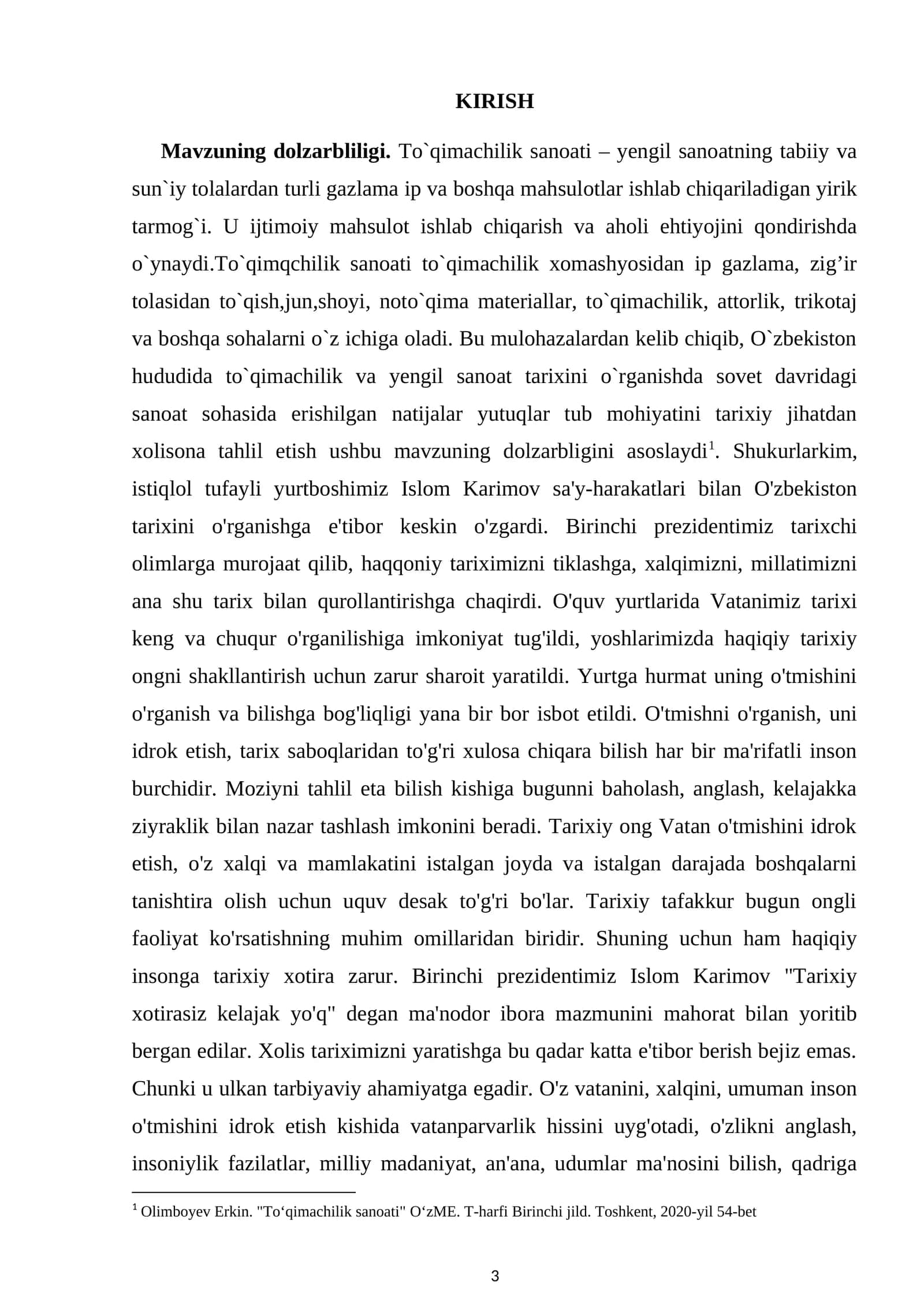 To`qimachilik sanoati va yengil sanoat tarixini o`rganish