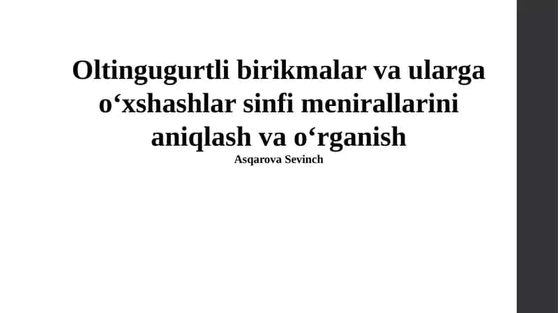 Oltinga Boyliqli Birikmalar va Ularga O'xshash Minerallarni Aniqlash