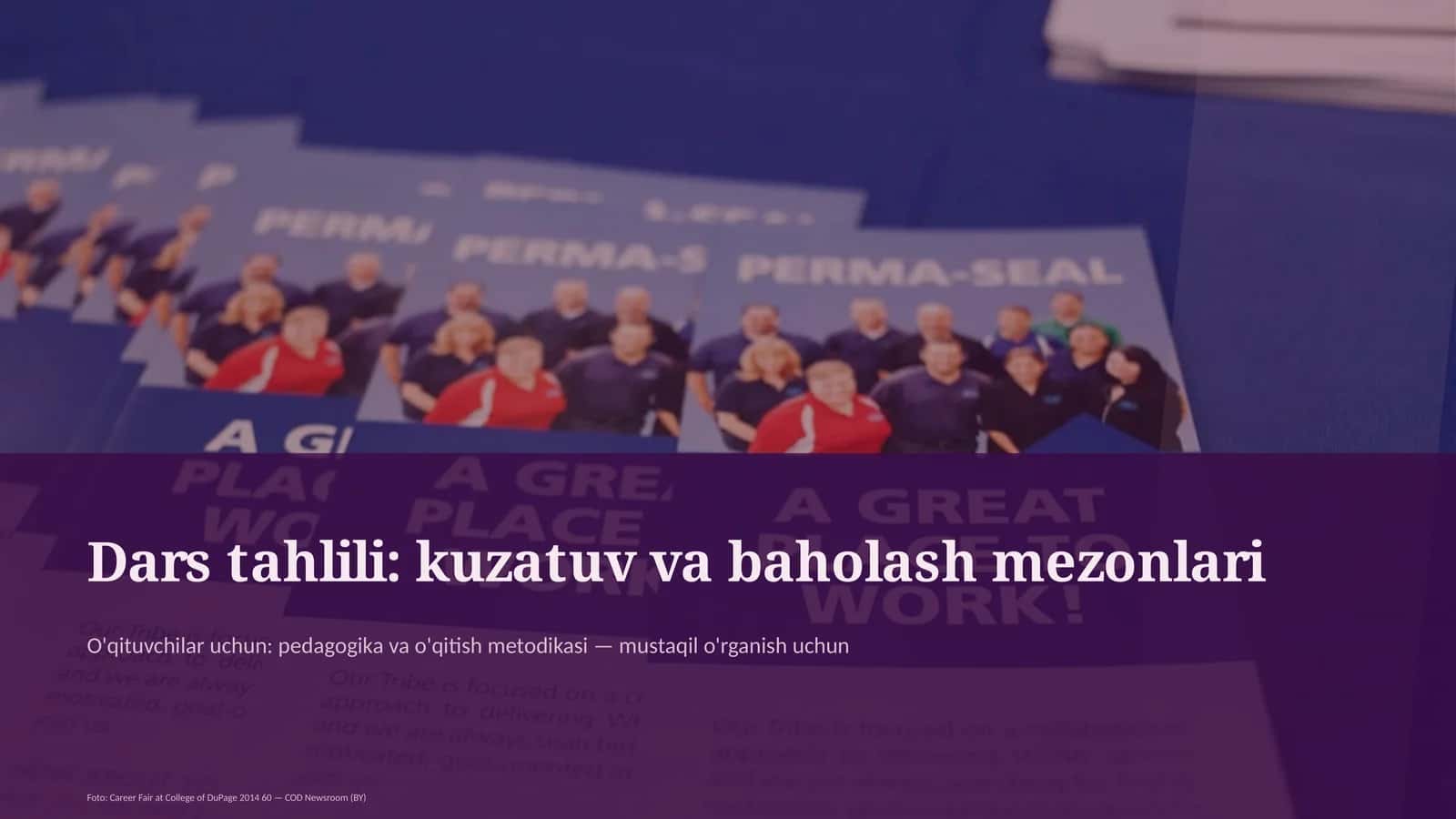 Dars tahlili: kuzatuv va baholash mezonlari