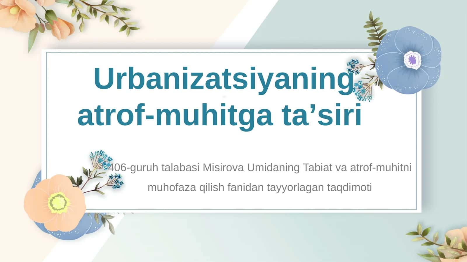 Urbanizatsiyaning atrof-muhitga taʼsiri