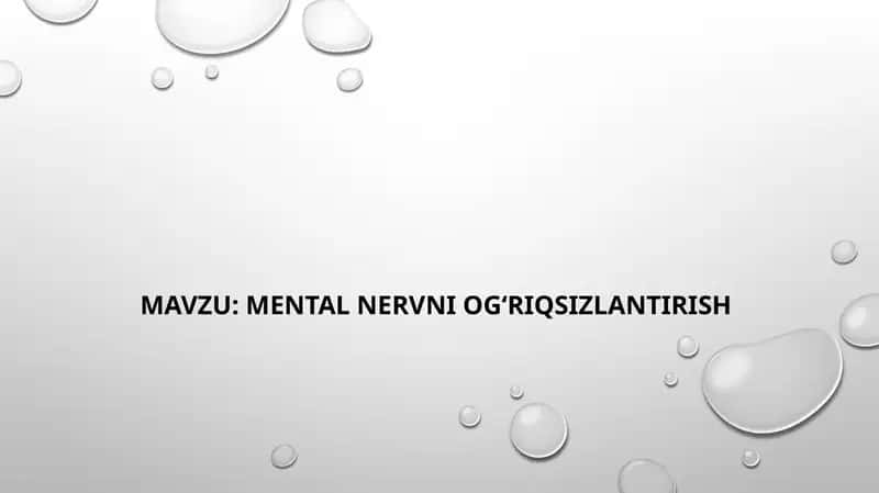 Mental Nervni Ogʻriqsizlantirish