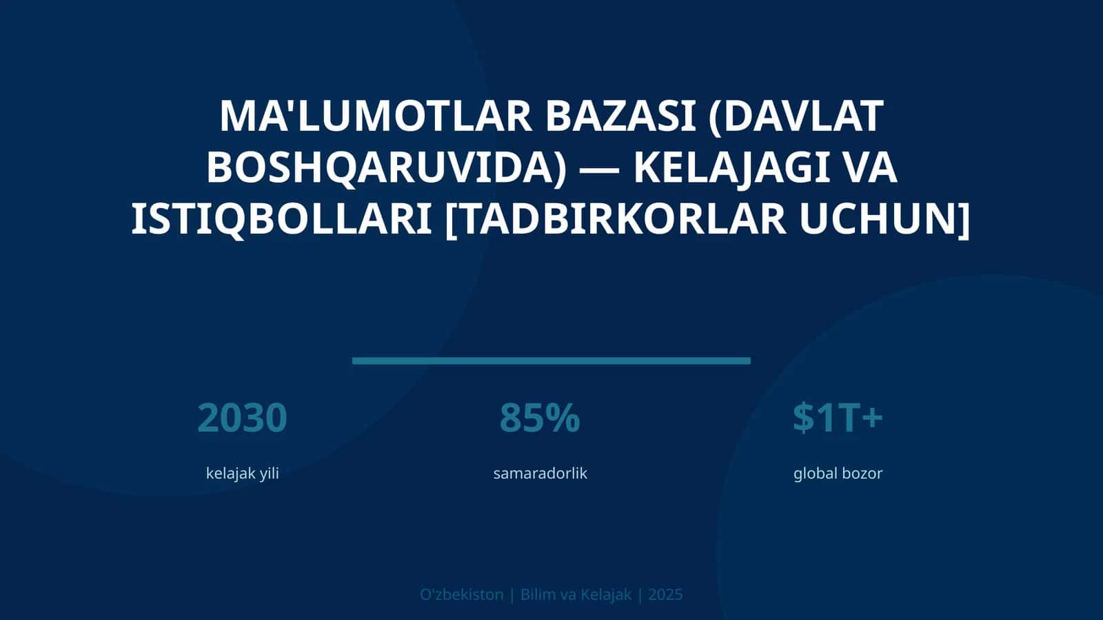 Ma'lumotlar bazasi (davlat boshqaruvida) — kelajagi va istiqbollari [tadbirkorlar uchun]