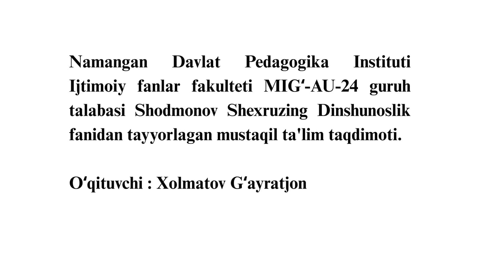 Milliy dinlar va Zardushtiylik (Tarix va Dinshunoslik uchun)