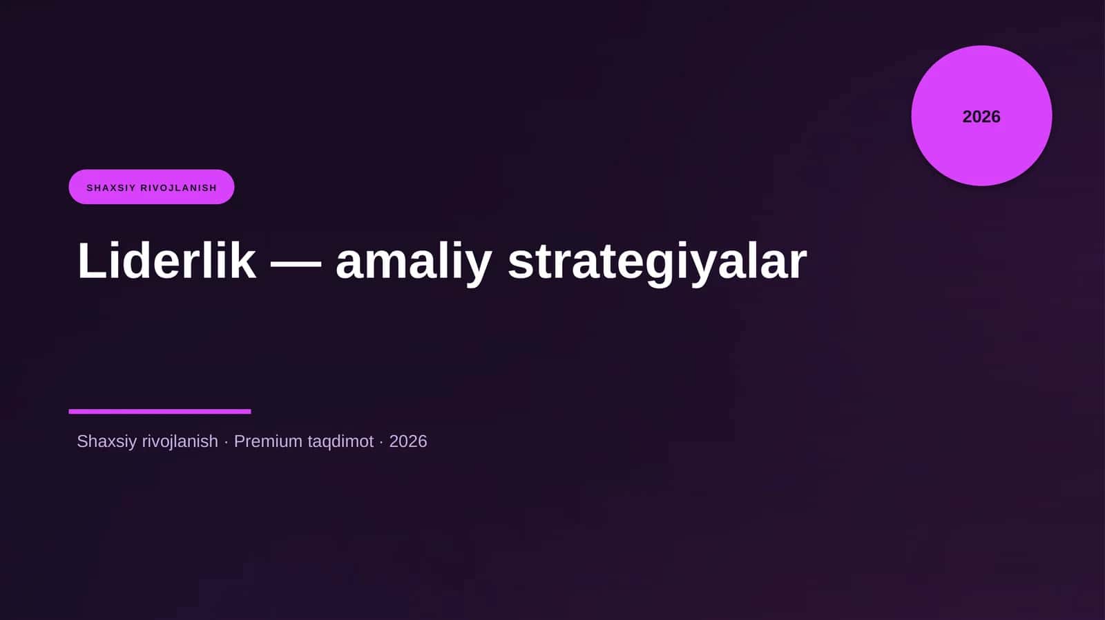 Liderlik — amaliy strategiyalar