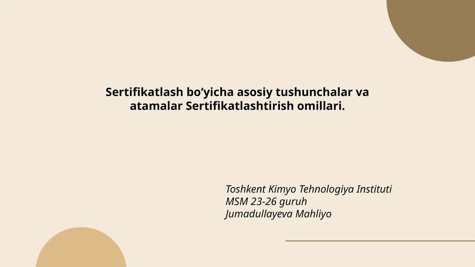 Sertifikatlashtirish asoslari