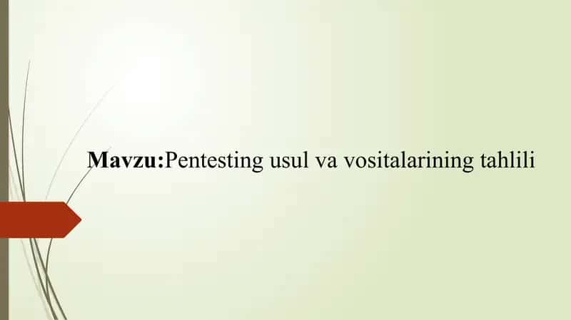 Pentesting usul va vositalarining tahlili