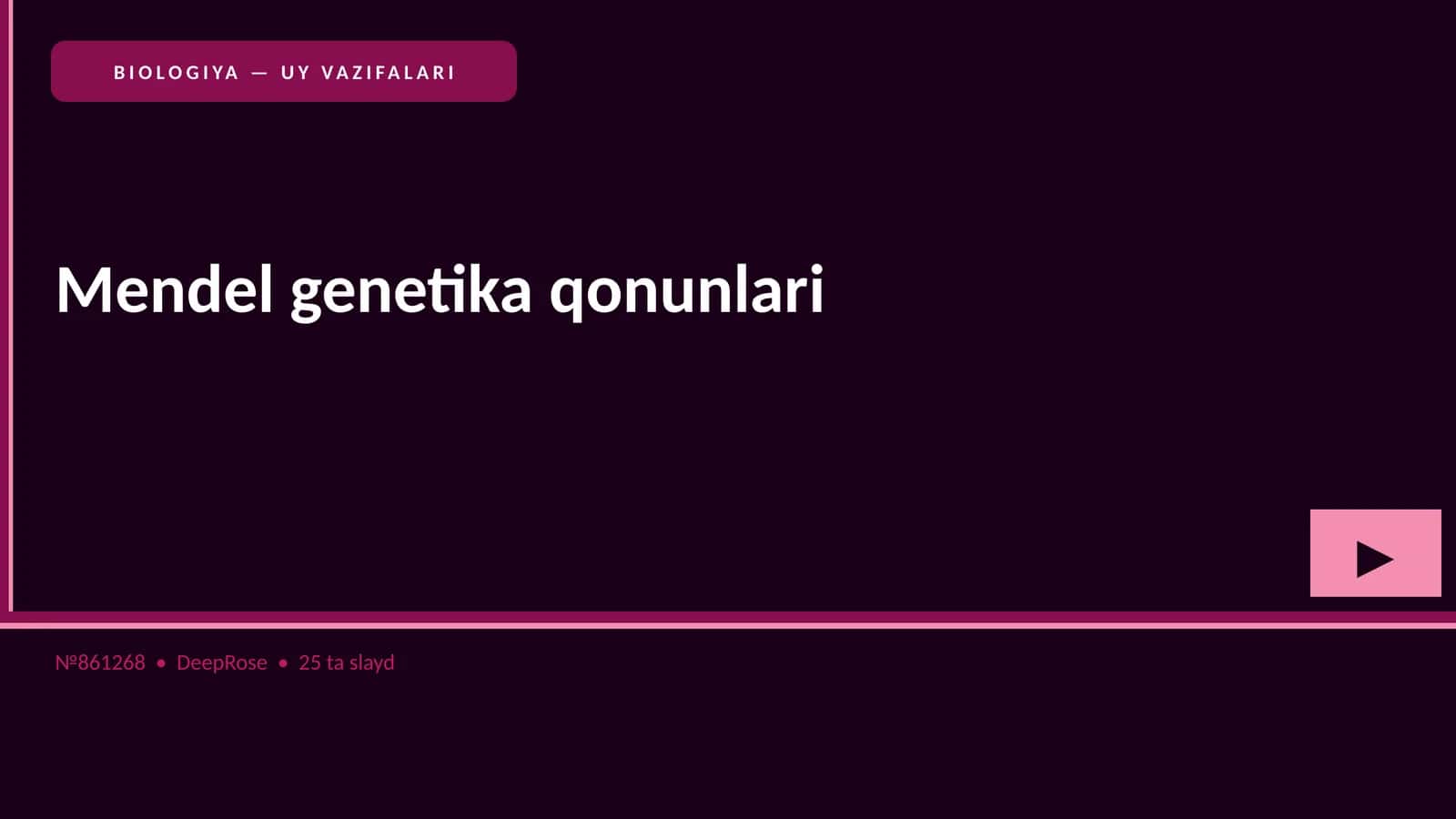 BIOLOGIYA — UY VAZIFALARI
