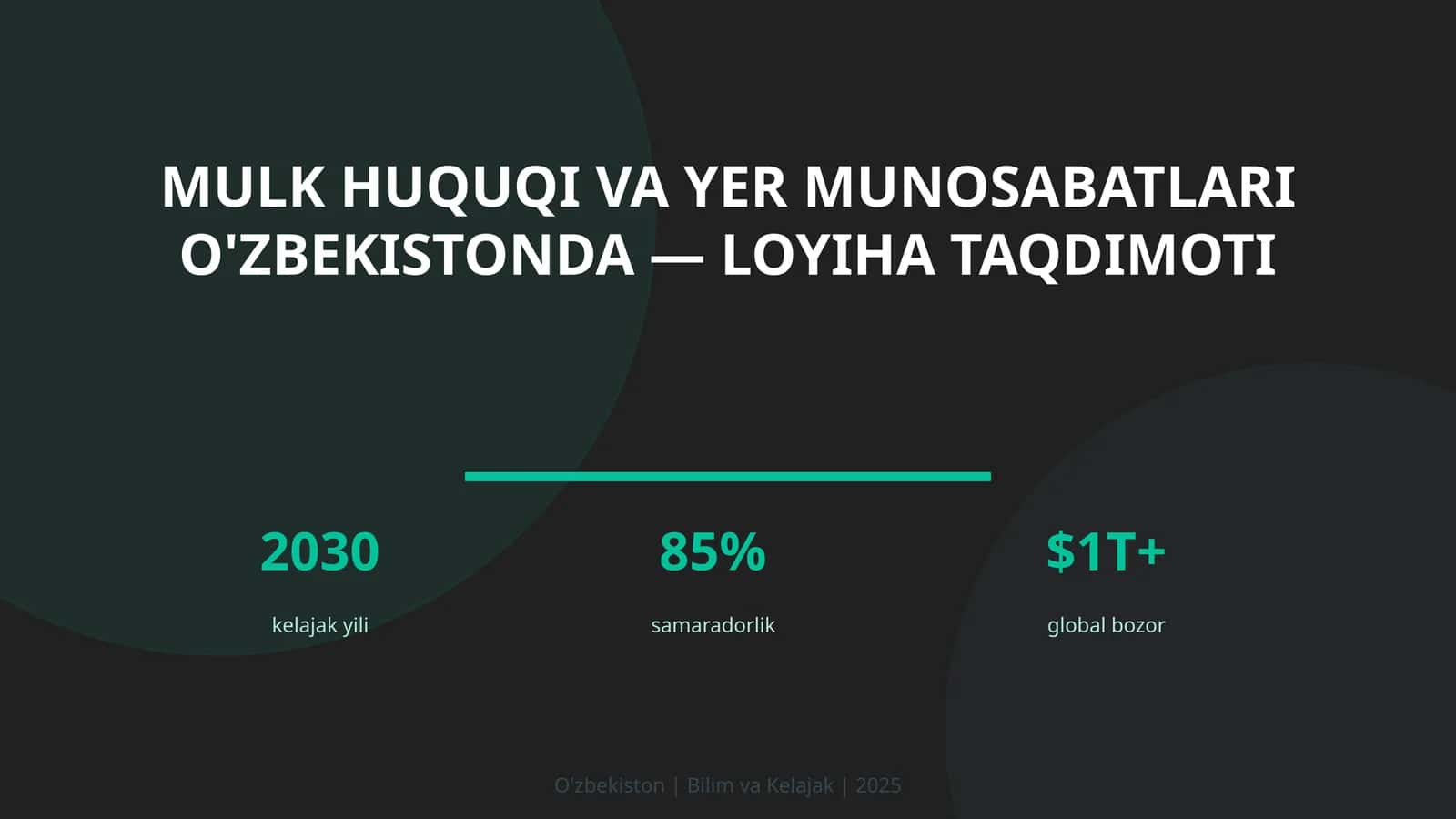 Mulk huquqi va yer munosabatlari O'zbekistonda — loyiha taqdimoti