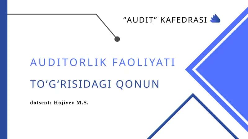 AUDITORLIK FAOLIYATI