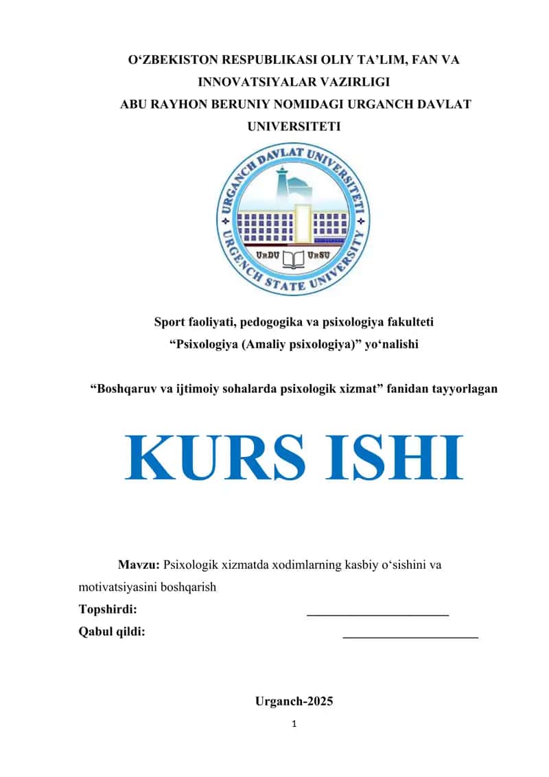 Psixologik xizmatda xodimlarning kasbiy o‘sishini va motivatsiyasini boshqarish