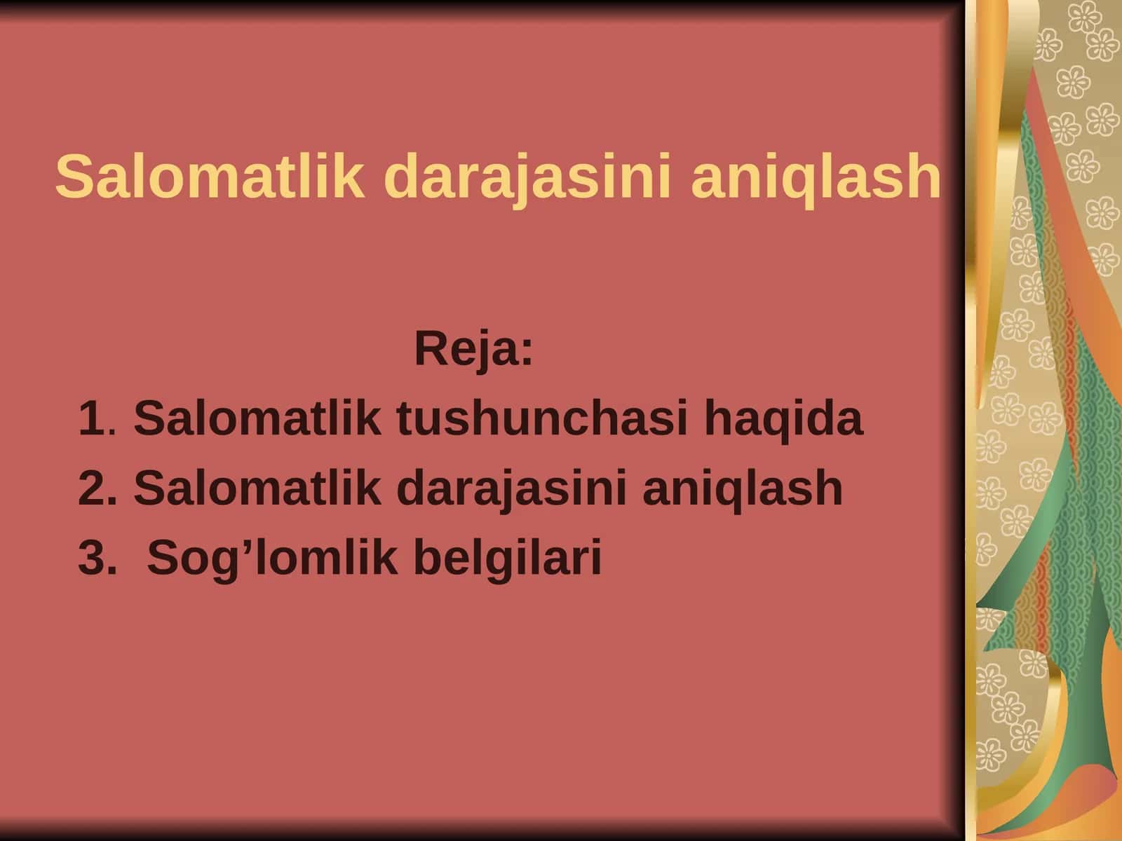 Salomatlikdarajasinianiqlash