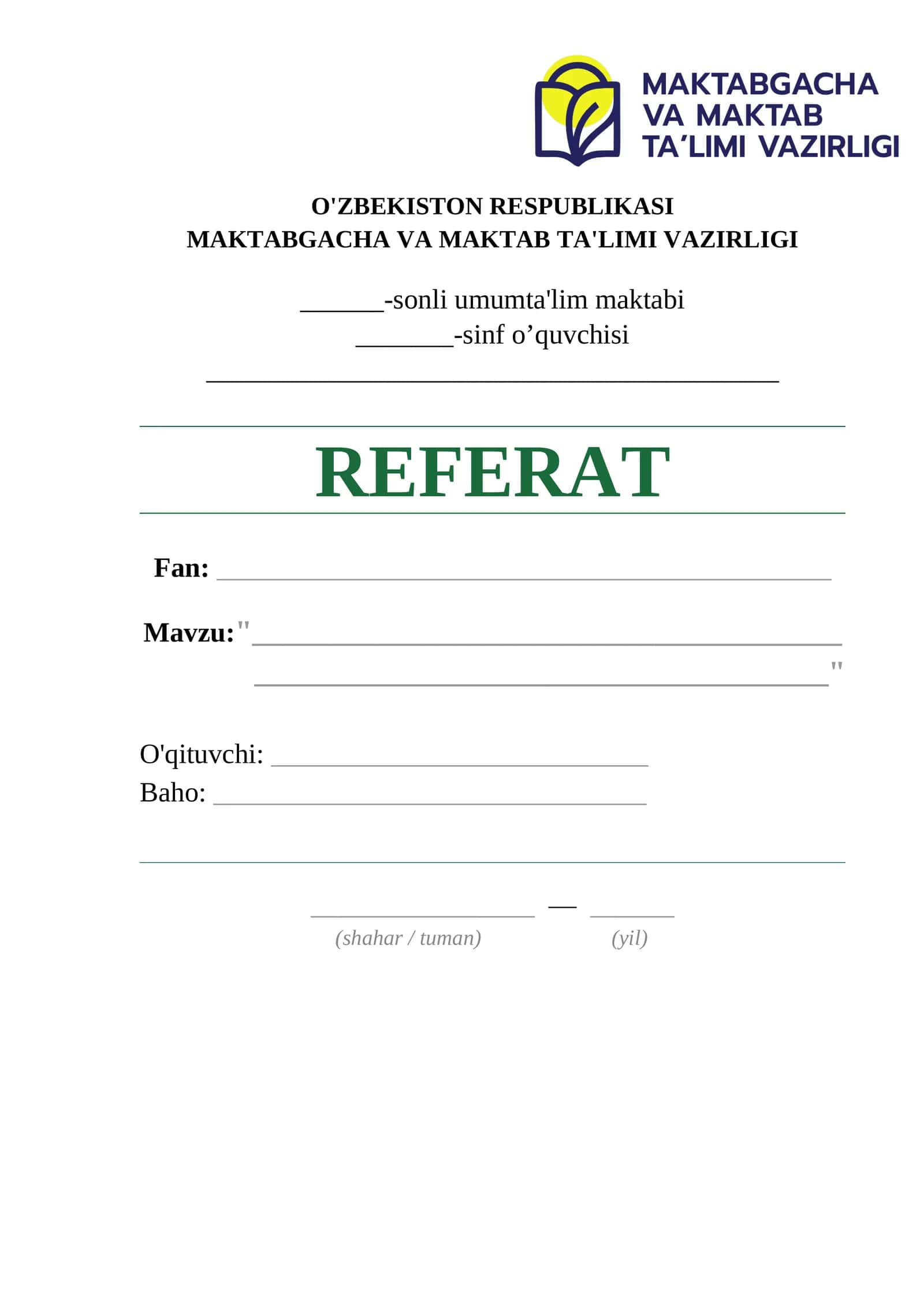 Referat yuzi