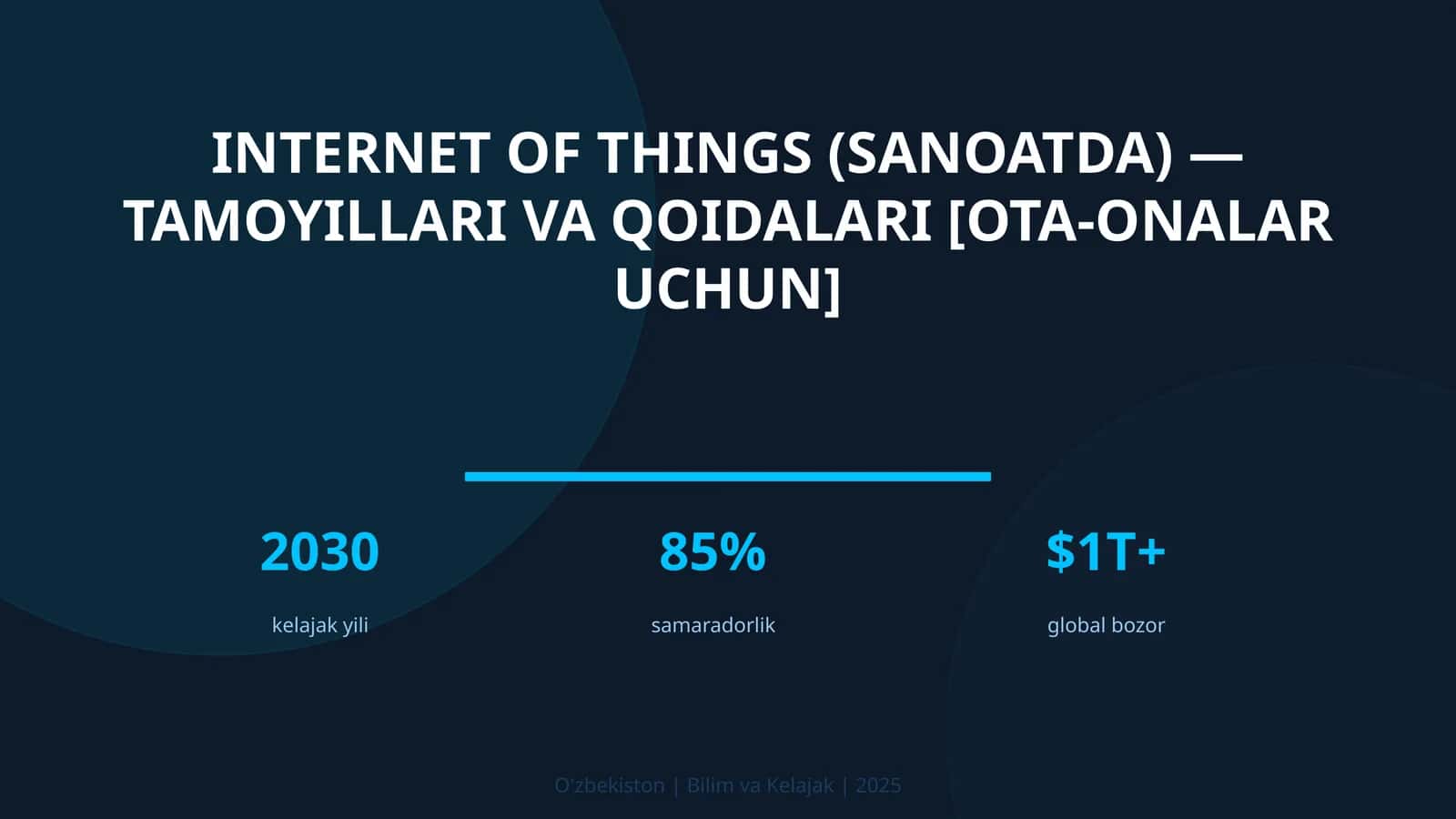 Internet of Things (SANOATDA) — TAMOYILLARI VA QOIDALARI [OTA-ONALAR UCHUN]