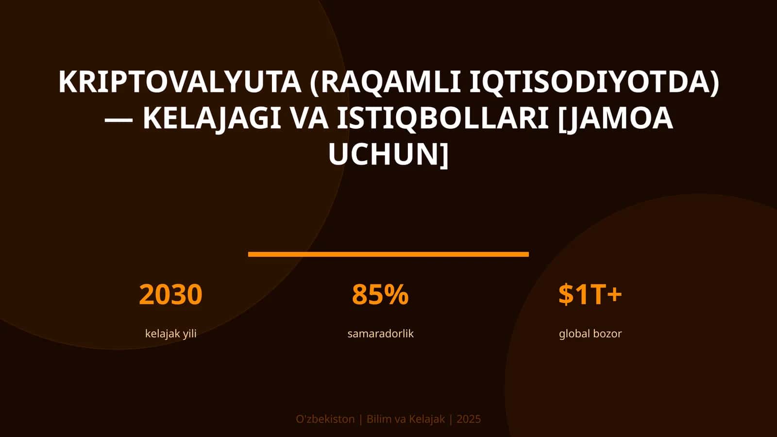 Kriptovalyuta (raqamli iqtisodiyotda) — kelajagi va istiqbollari [jamoa uchun]
