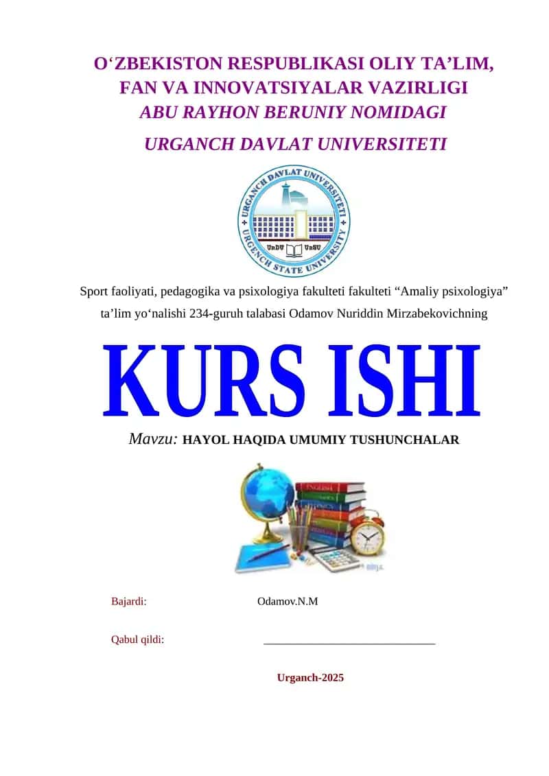 HAYOL HAQIDA UMUMIY TUSHUNCHALAR