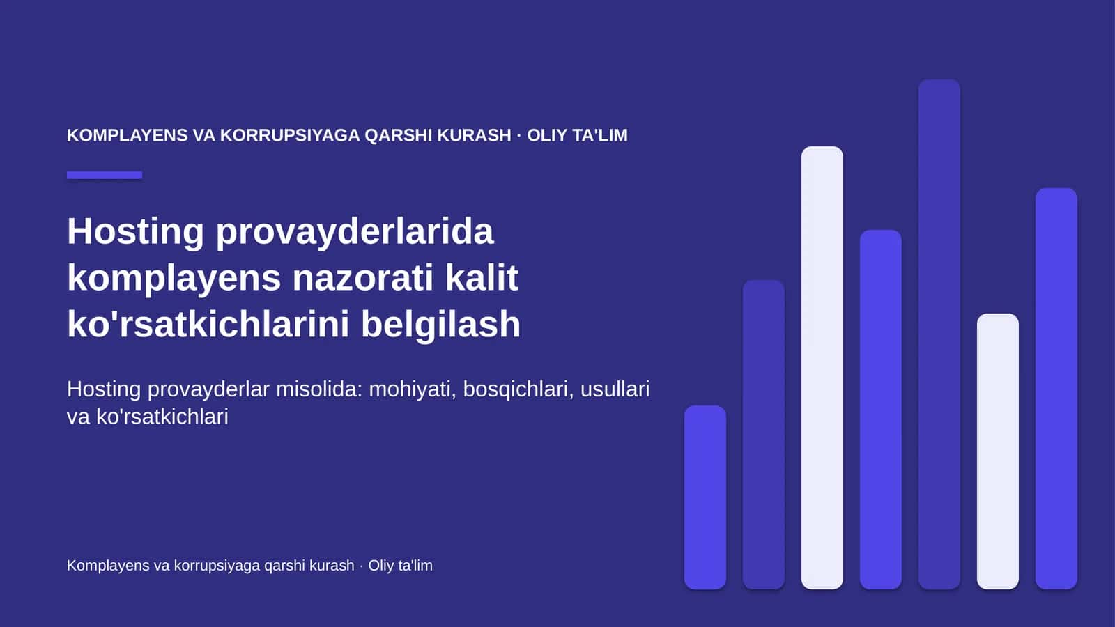 [Hosting provayderlarida komplayens nazorati kalit ko'rsatkichlarini belgilash]