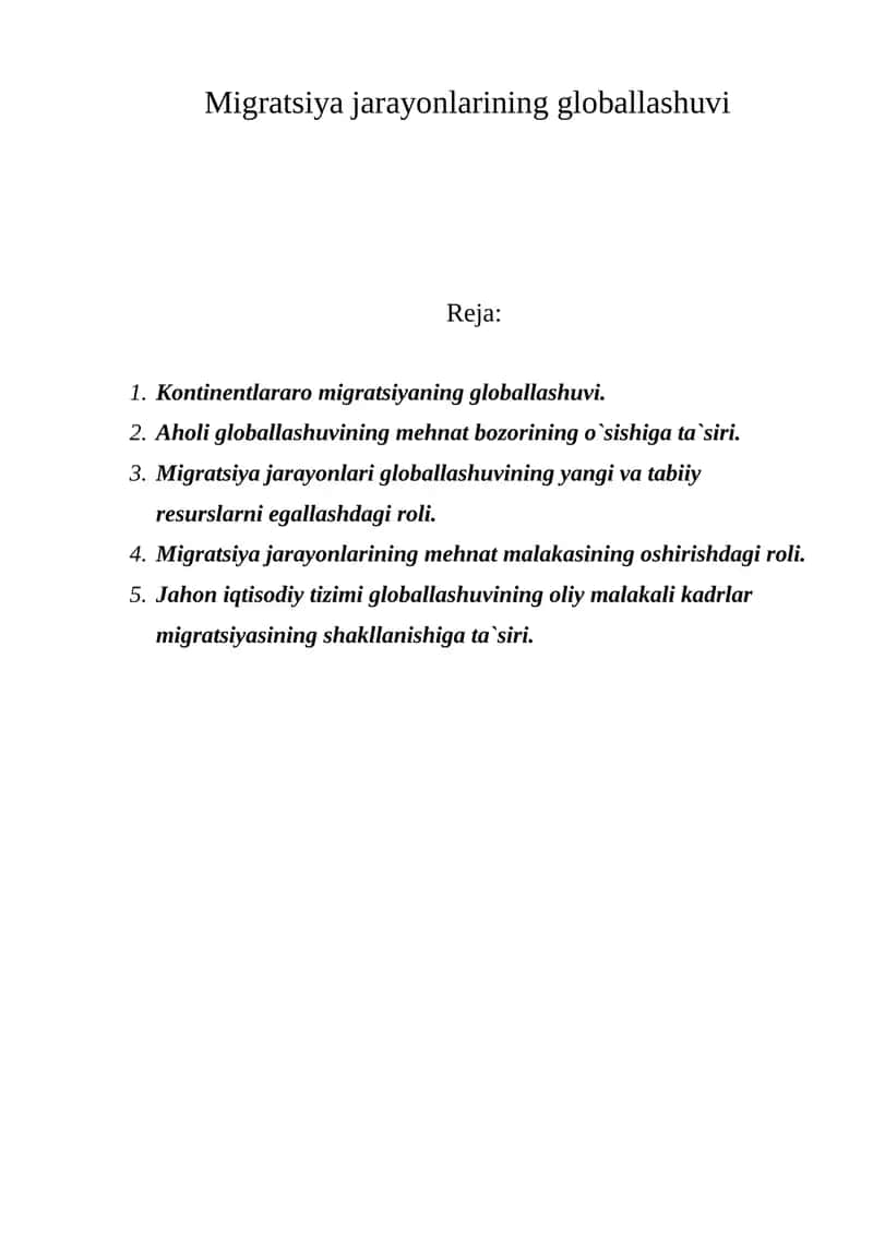 Migratsiya jarayonlarining globallashuvi