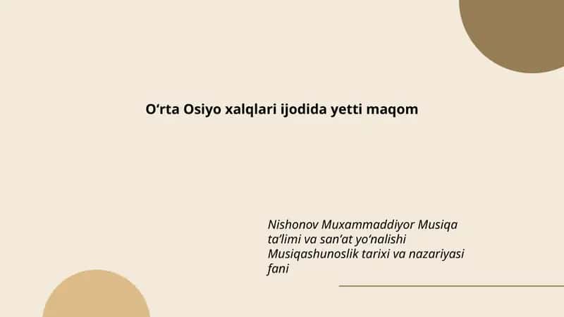 Oʻrta Osiyo xalqlari ijodida yetti maqom