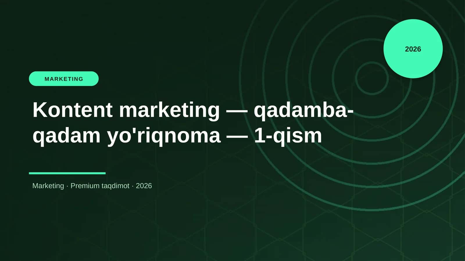 Kontent marketing — qadamba-qadam yo'riqnoma — 1-qism