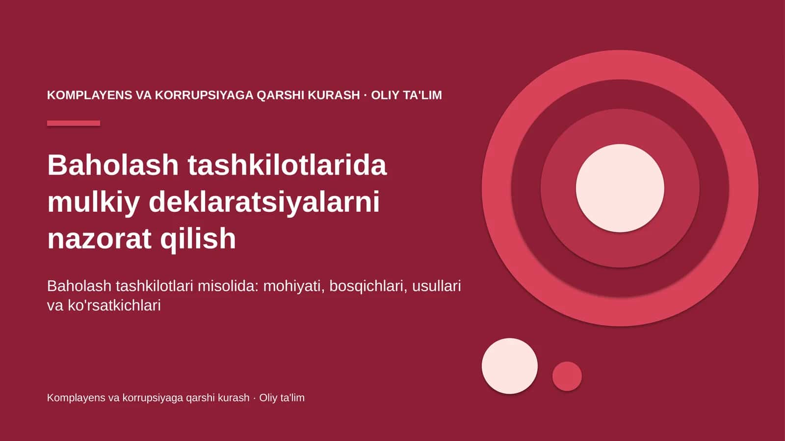 Komplayens va korrupsiyaga qarshi kurash · Oliy ta'lim