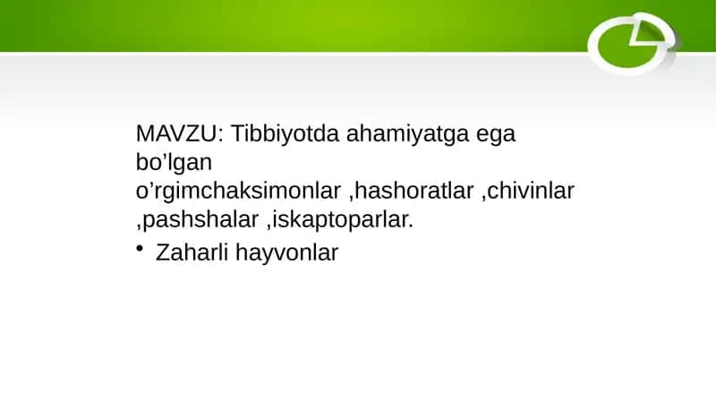 Tibbiyotda ahamiyatga ega bo’lgan o’rgimchaksimonlar ,hashoratlar ,chivinlar,pashshalar ,iskaptoparlar