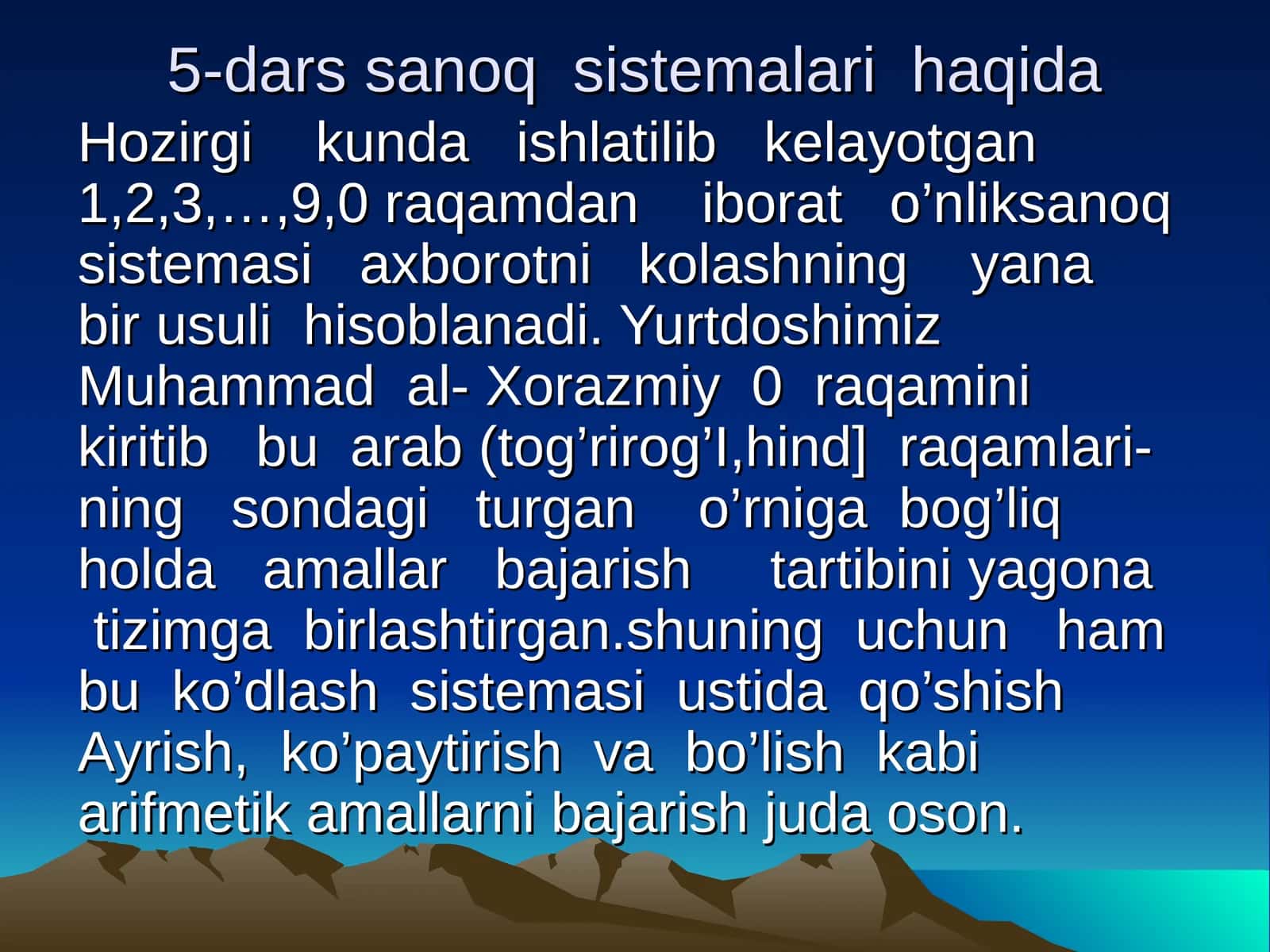 5-dars sanoq sistemalari haqida