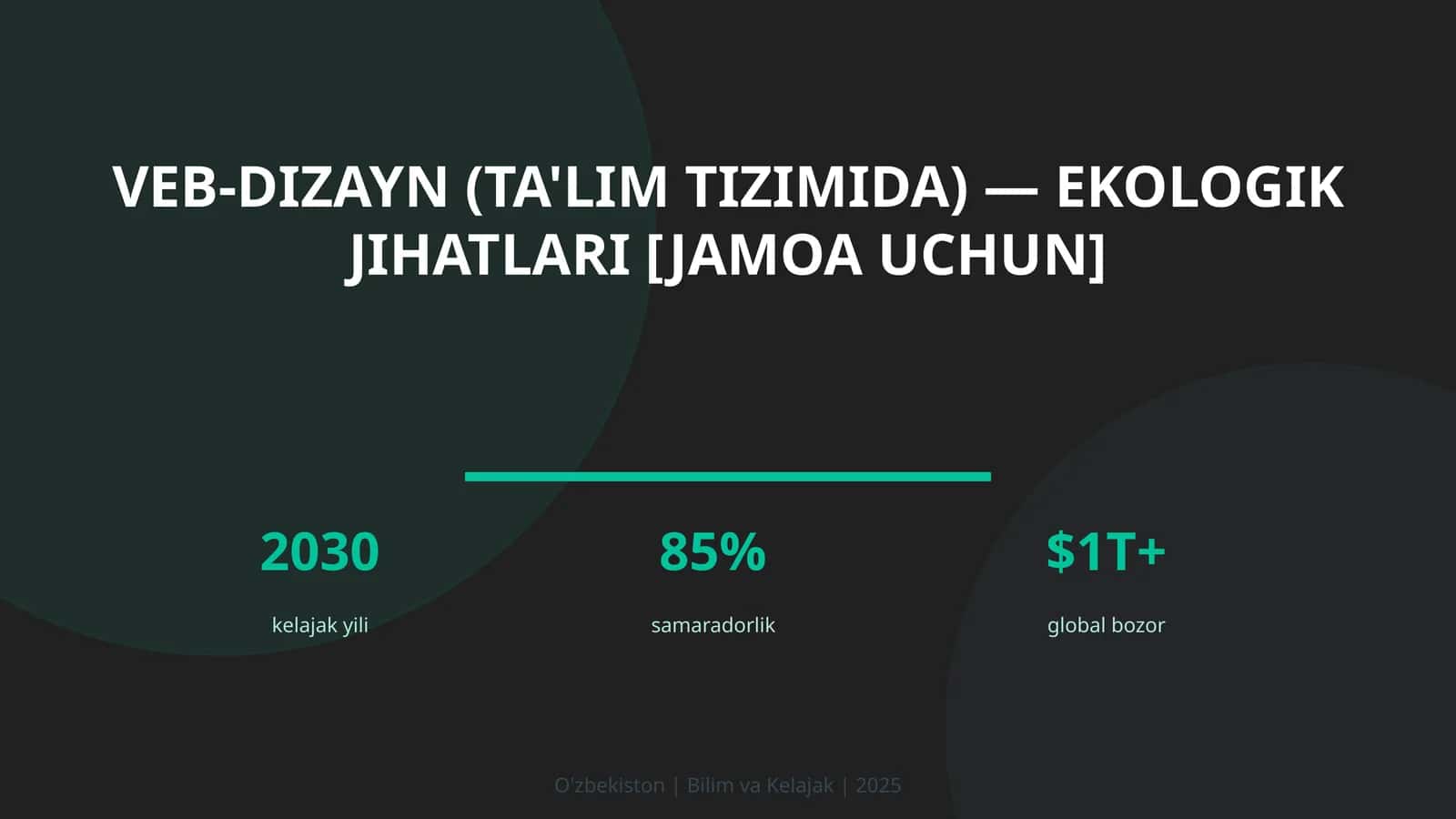 Veb-dizayn (ta'lim tizimida) — ekologik jihatlari [jamoa uchun]