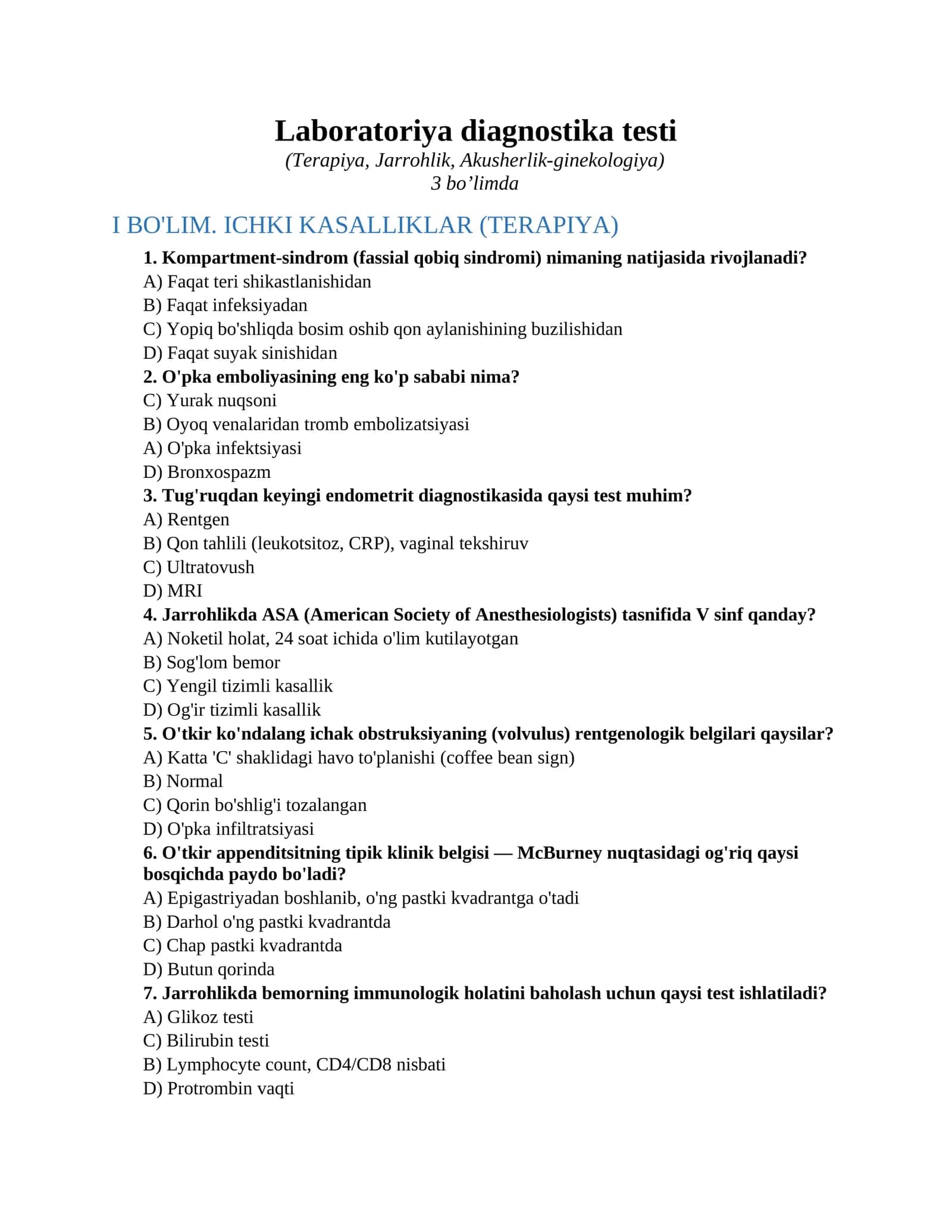 Laboratoriya diagnostika testi