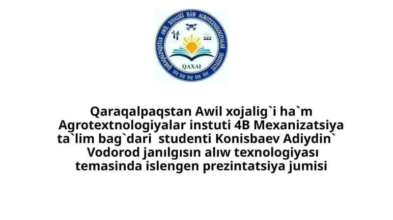 Vodorod janılgısın alıw texnologiyası