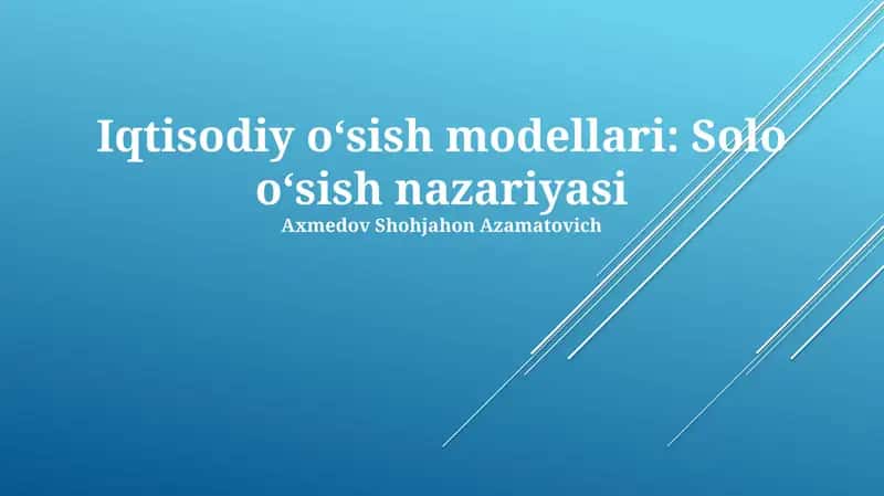 Solo oʻsish nazariyasi