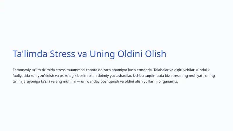 Ta'limda Stress va Uning Oldini Olish