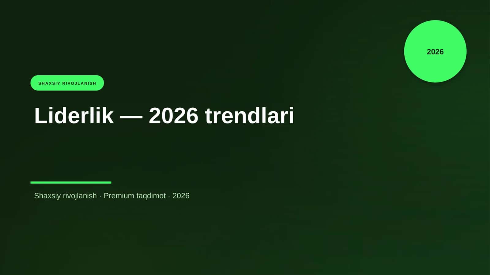 Liderlik — 2026 trendlari
