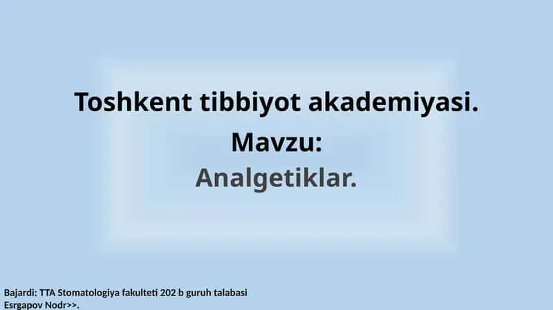 Analgetiklar