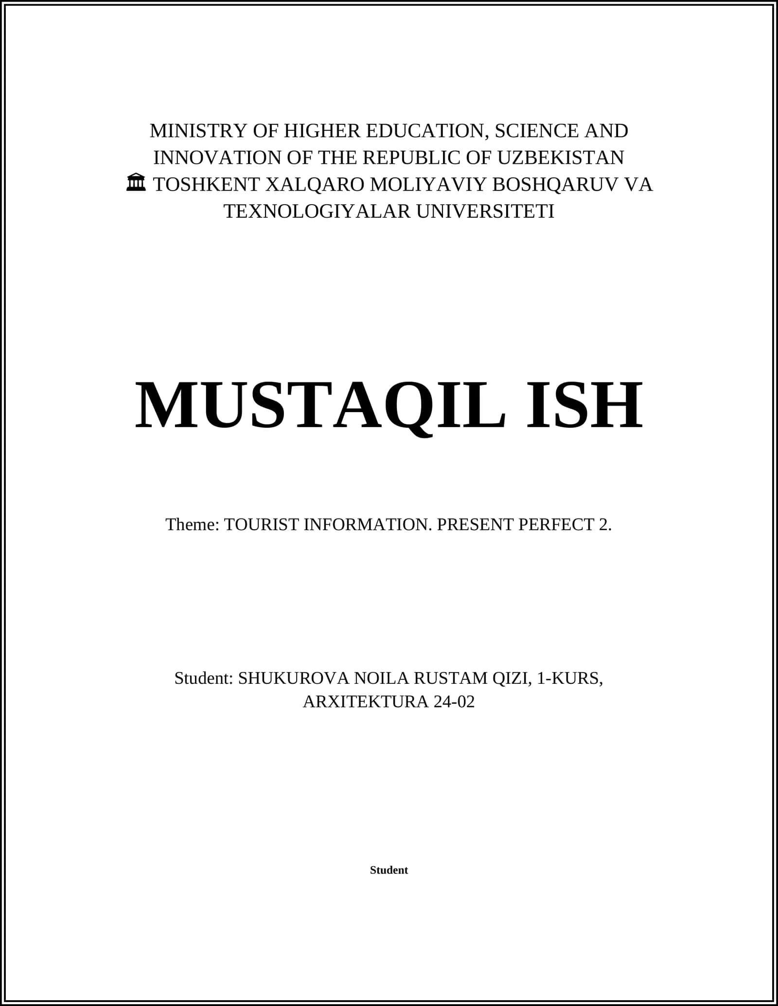 TURISTLIK MA'LUMOTLAR