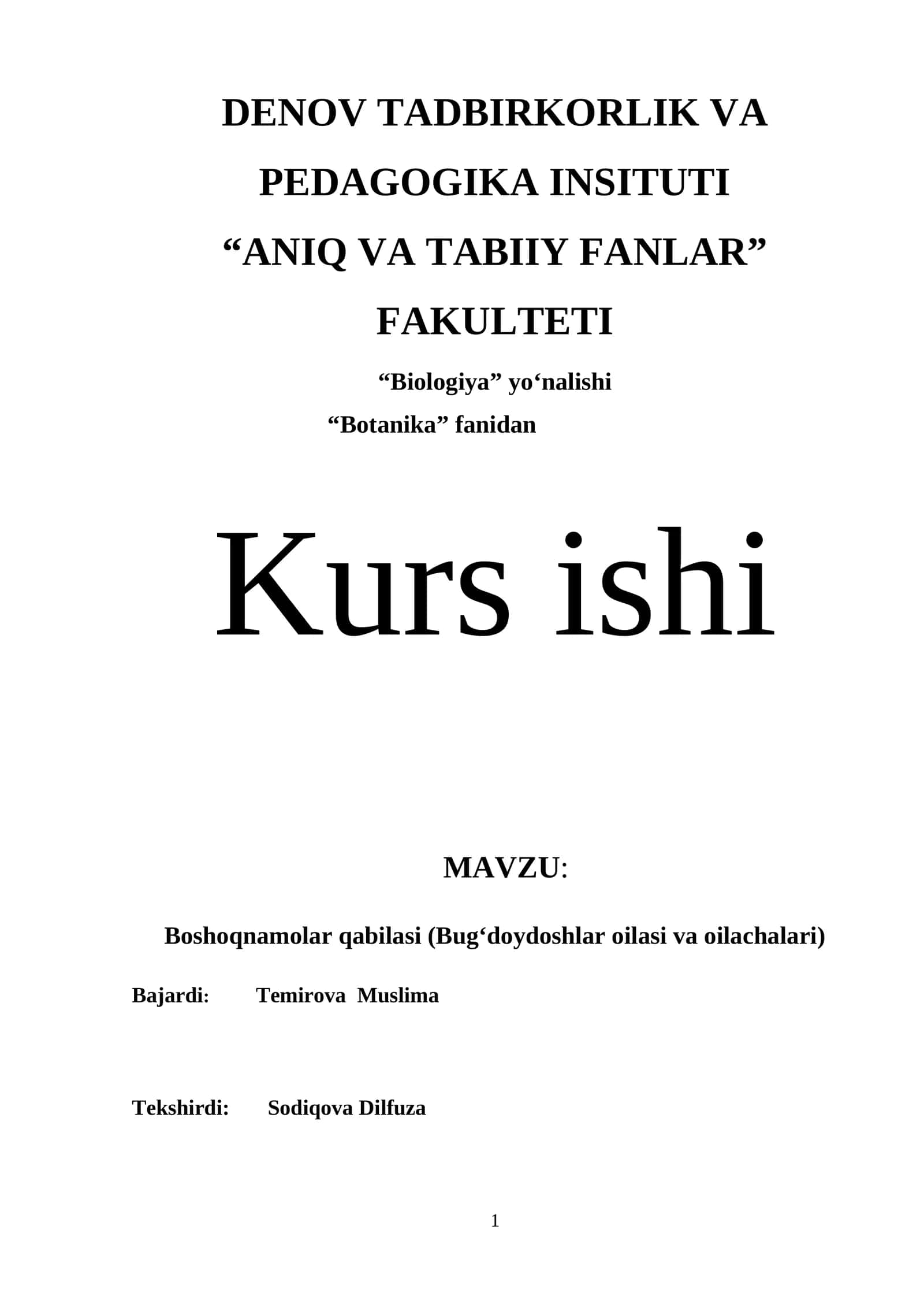 Boshoqnamolar qabilasi (Bug‘doydoshlar oilasi va oilachalari)
