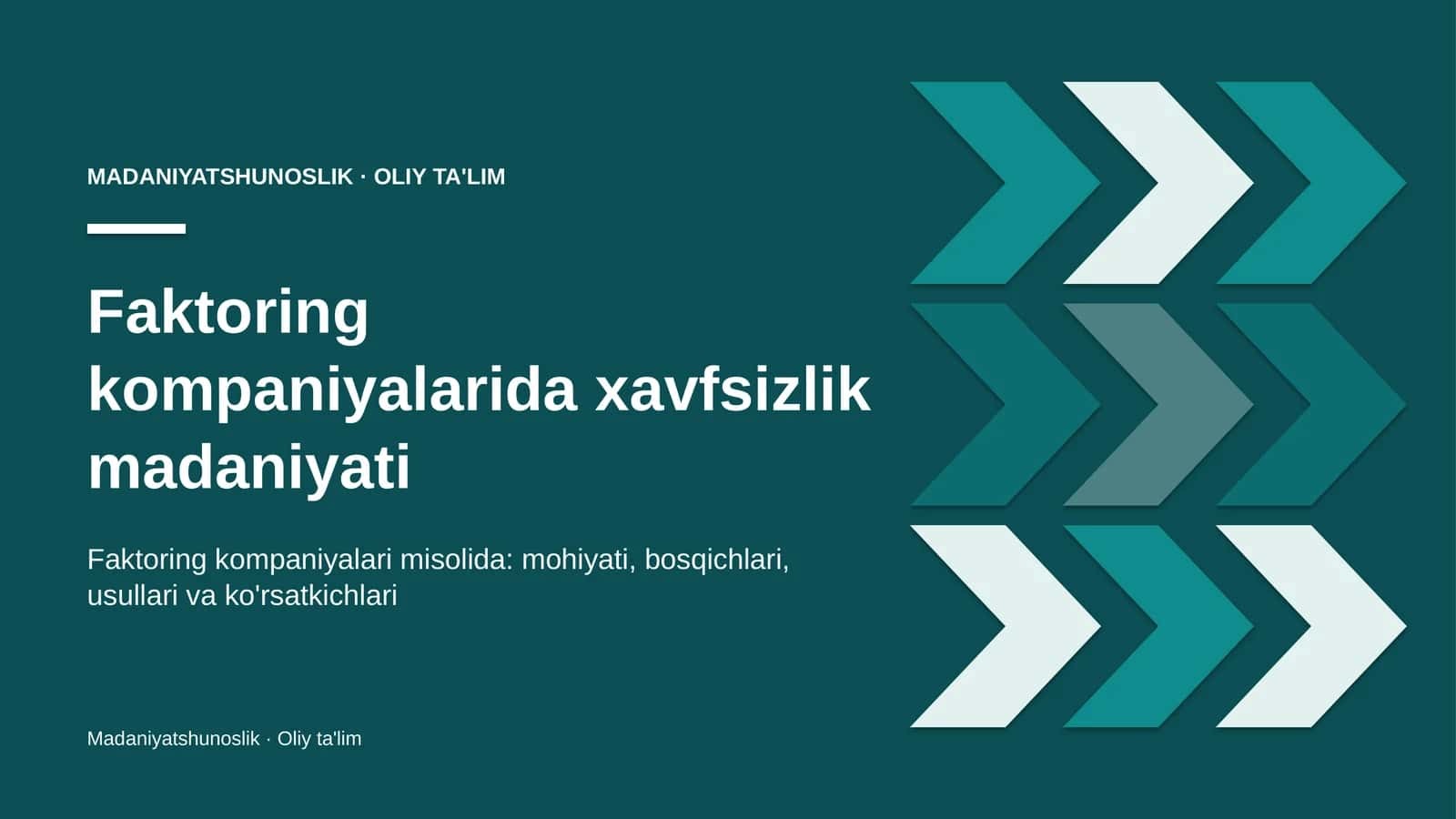 Faktoring kompaniyalarida xavfsizlik madaniyati