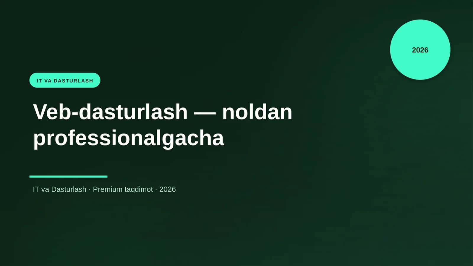 Veb-dasturlash — noldan professionalgacha