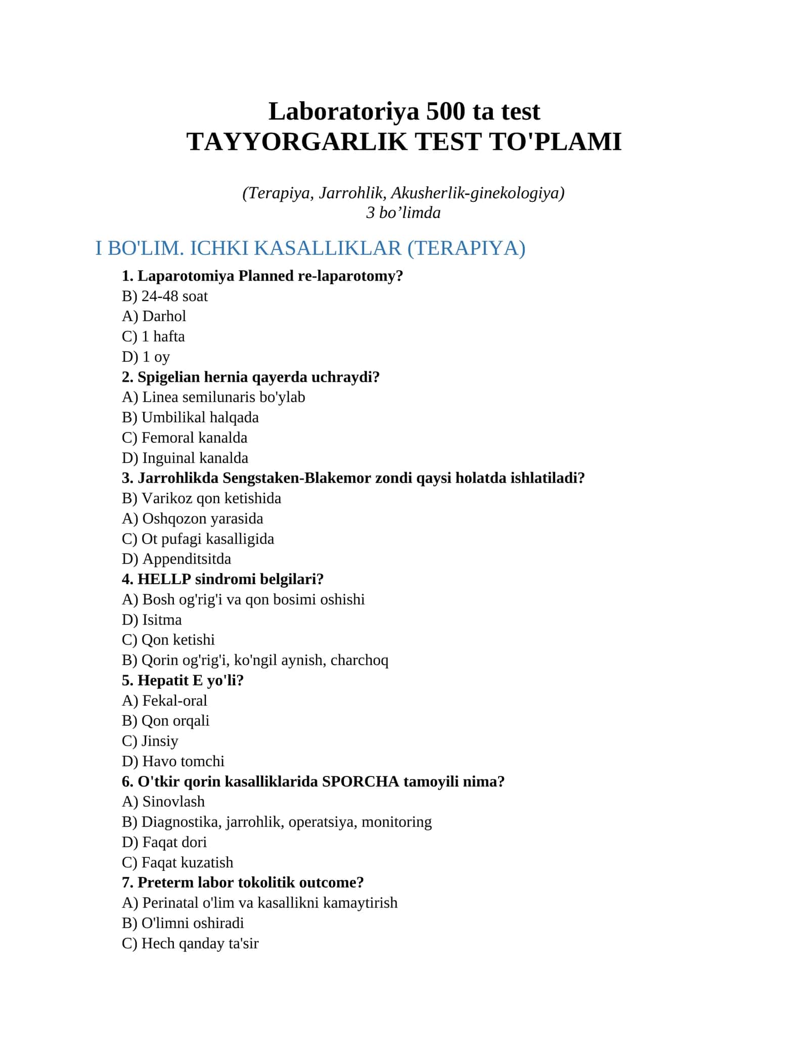 Laboratoriya 500 ta test