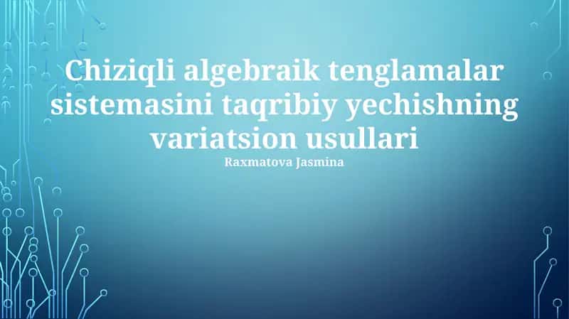 Variatsion Metodlari: Kirish
