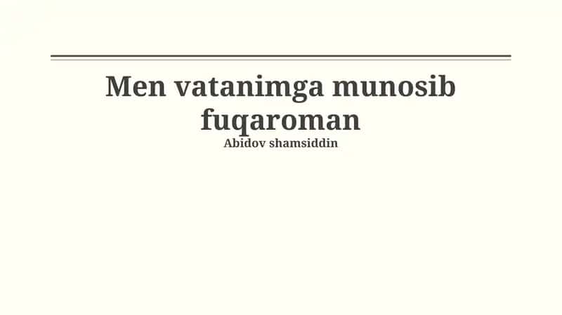 Vatanim tarixi va madaniyatiga sadoqat