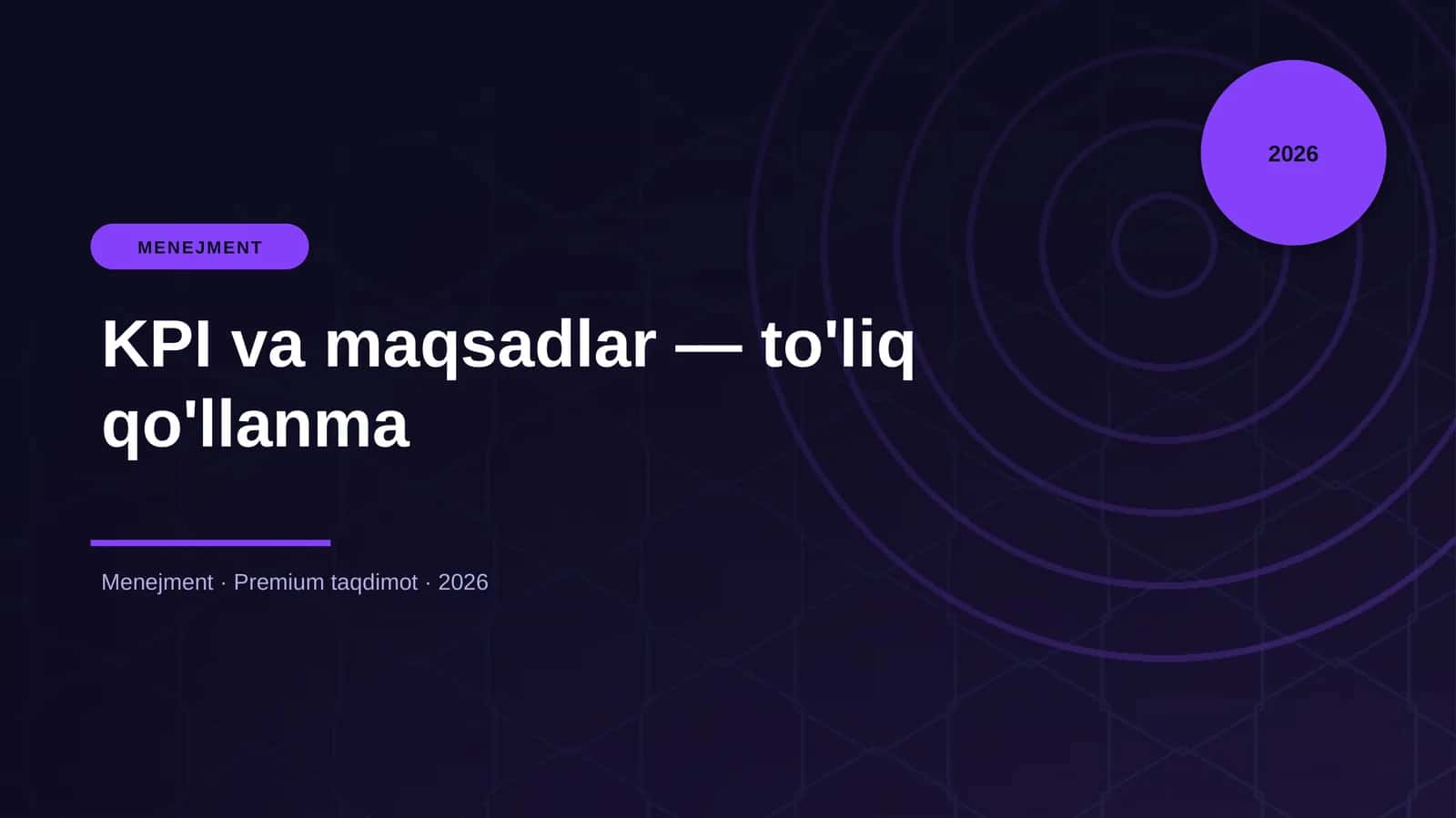 KPI va maqsadlar — to'liq qo'llanma