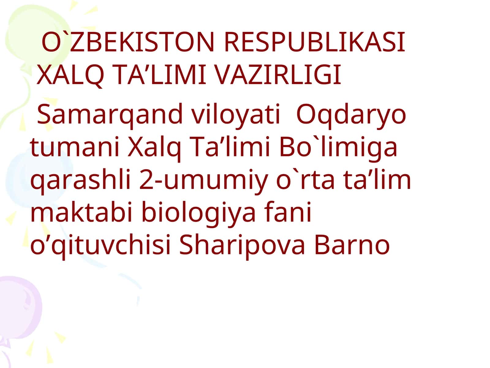 Organizmni chiniqtirish.Teri gigiyenasi