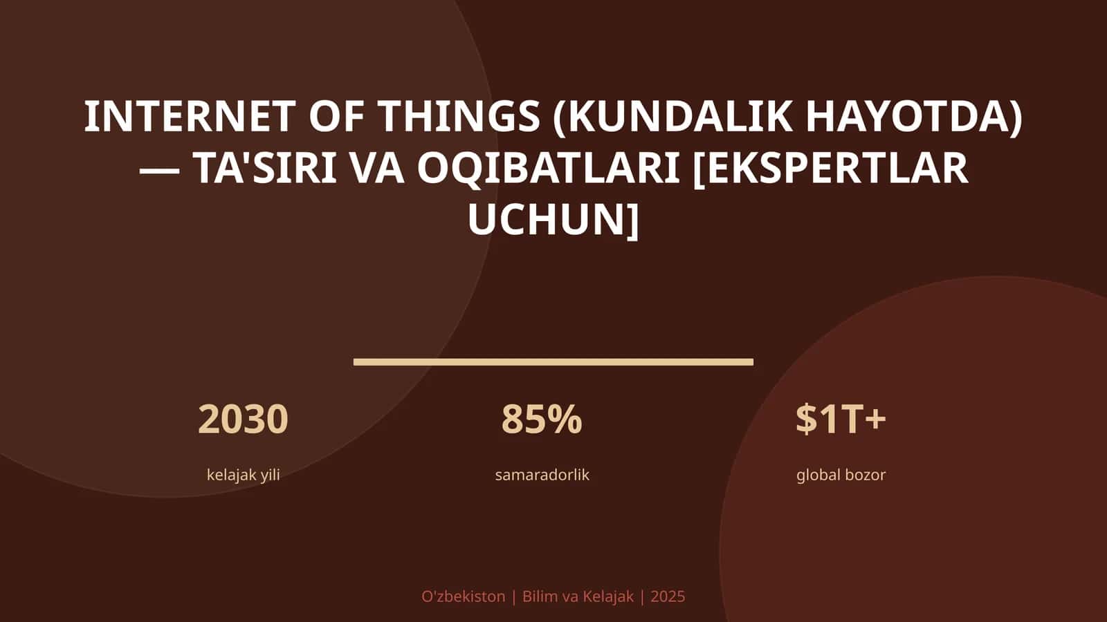 INTERNET OF THINGS (KUNDALIK HAYOTDA) — TA'SIRI VA OQIBATLARI [EKSPERTLAR UCHUN]