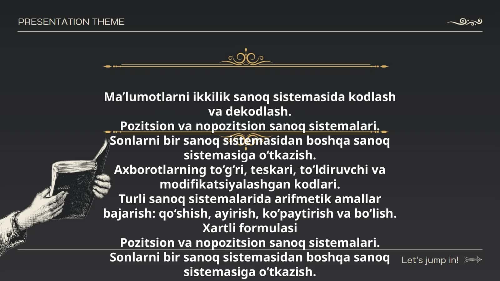 Ma’lumotlarni ikkilik sanoq sistemasida kodlash va dekodlash