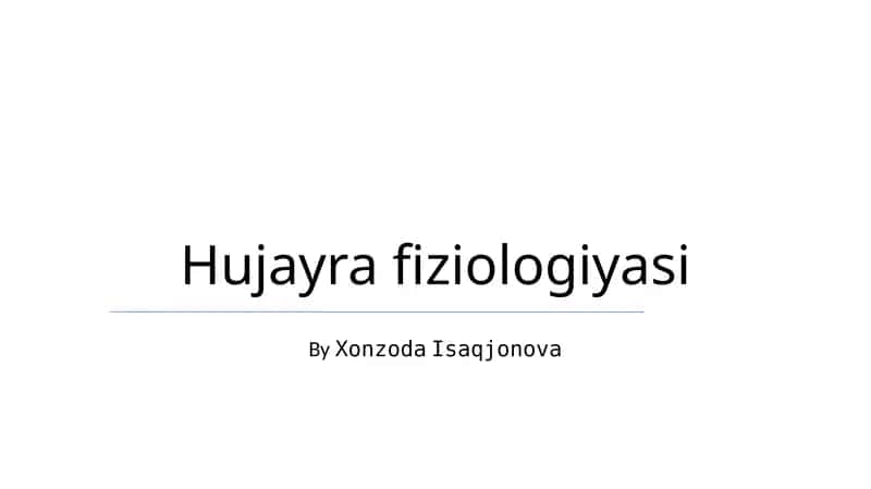 Hujayra fiziologiyasi