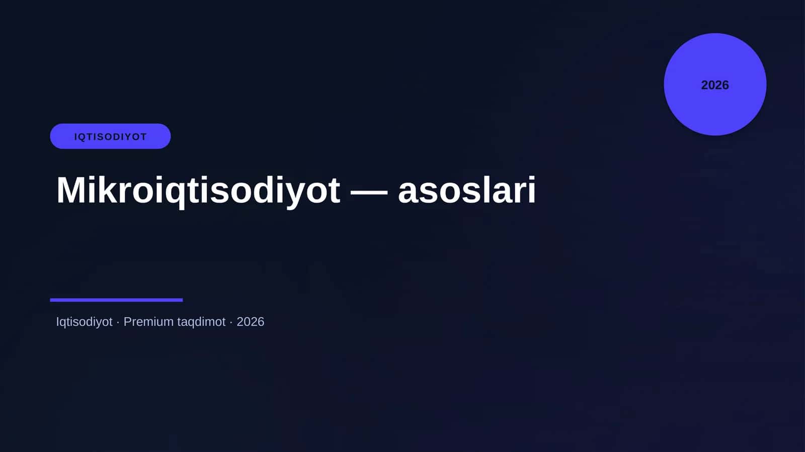 Mikroiqtisodiyot — asoslari