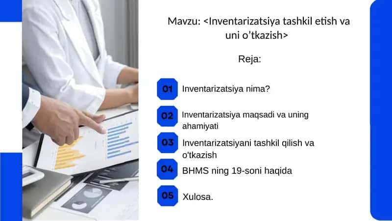 Inventarizatsiya tashkil etish va uni o’tkazish