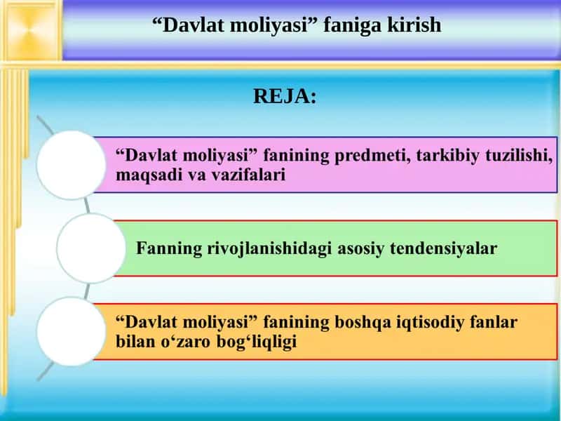 Davlat moliyasi faniga kirish