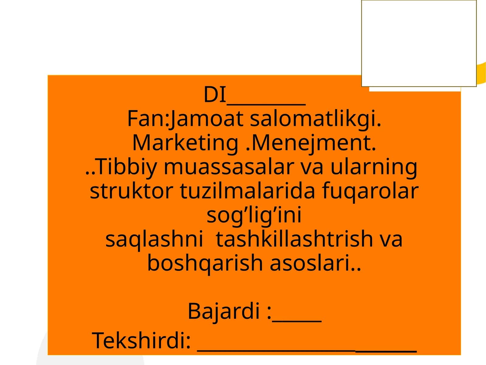 Jamoat salomatligi va sog'liqni saqlash tizimining mohiyati